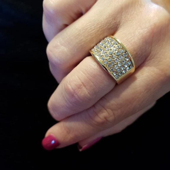 Gold layered ring with brilliant cubic zirconia stones - Picture 4 of 7